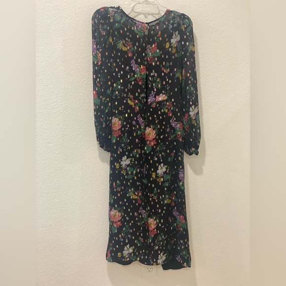 AMUR Clipped Lurex Chiffon Midi Dress - Picture 3 of 10